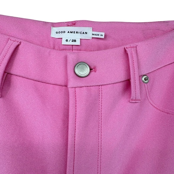 Good American Compression Shine Sorority Pink Straight Pants 28 NWT High Rise - Picture 8 of 10